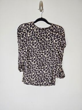 Vintage Zara Black and Beige Giraffe-Print Blouse